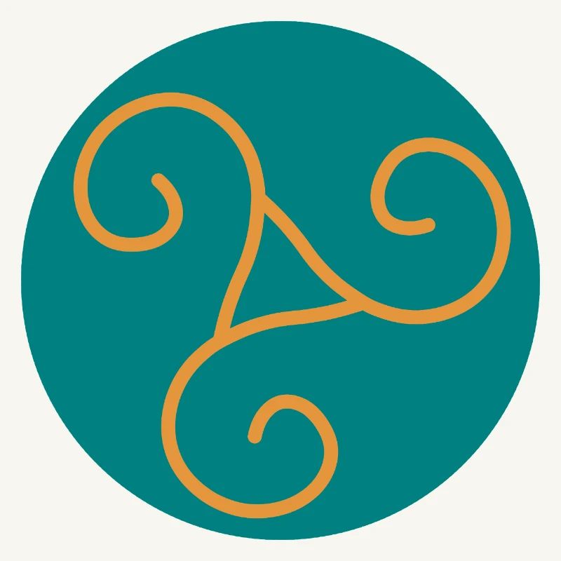 Decorative triskel in orange scrolls