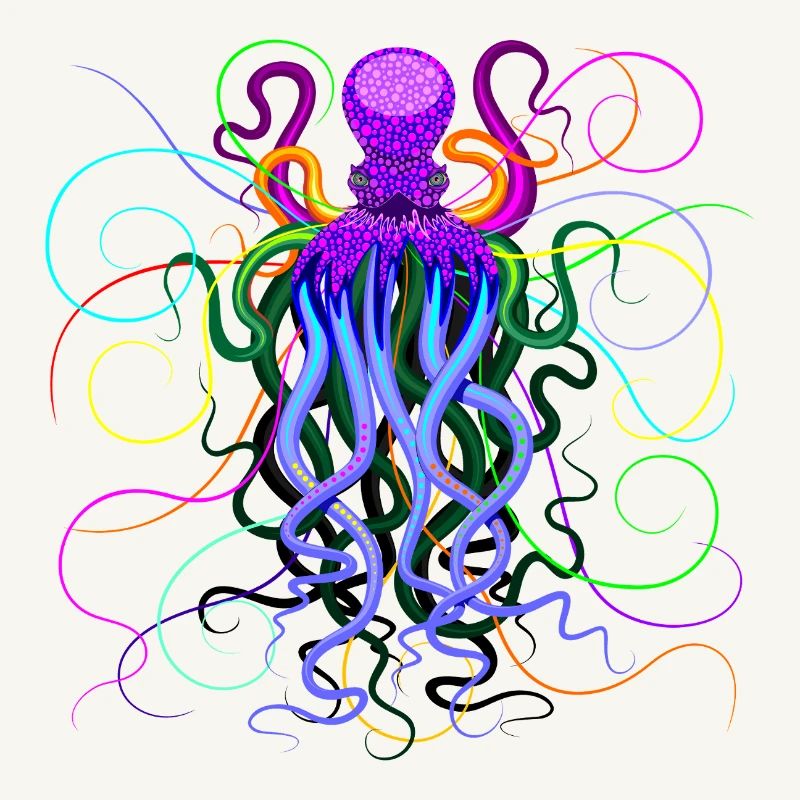 Octopus Trippy Psychedelic Deep Ocean Creature