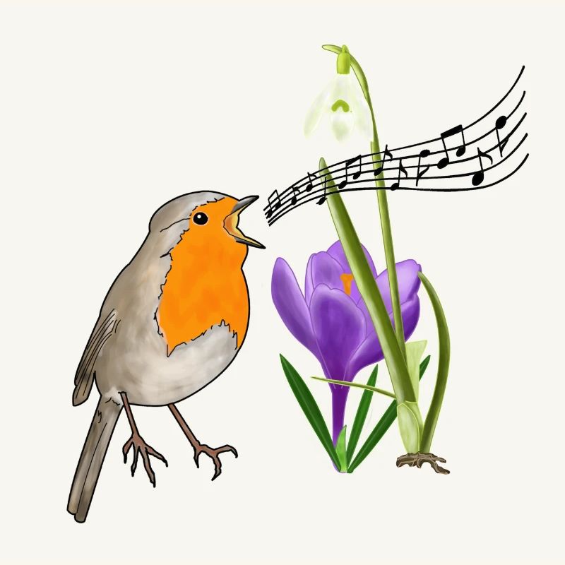 Spring, robins, singing