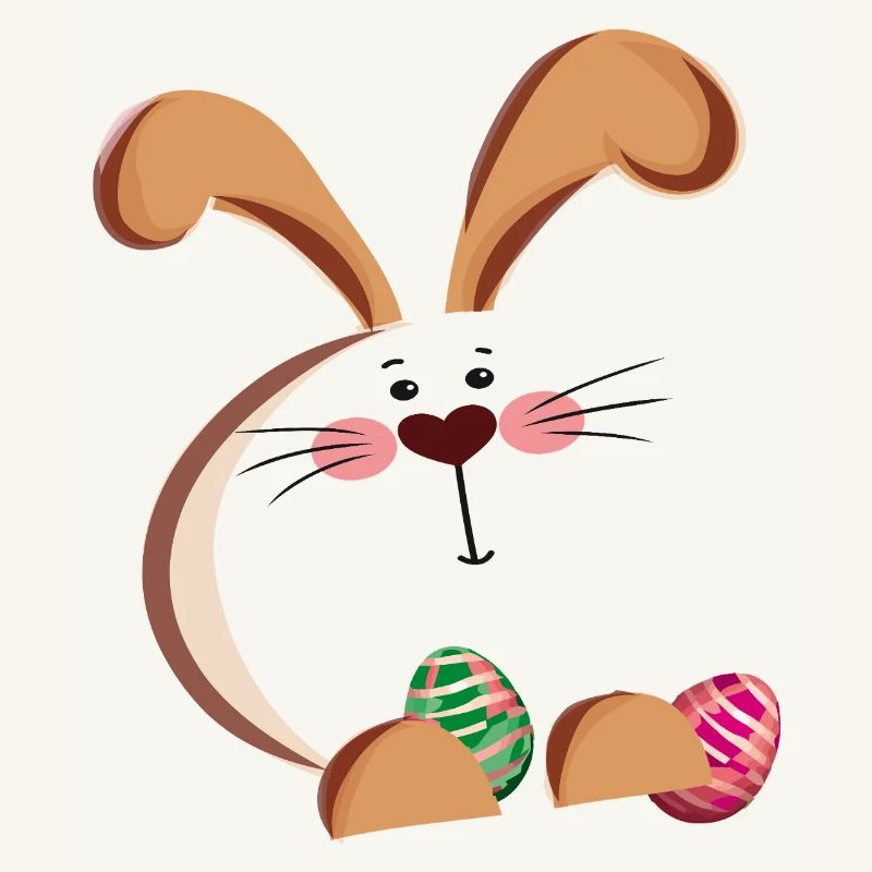 Easter bunny and colorful eggs