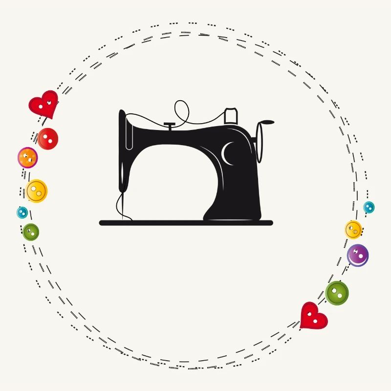 nostalgic stylized sewing machine with buttons