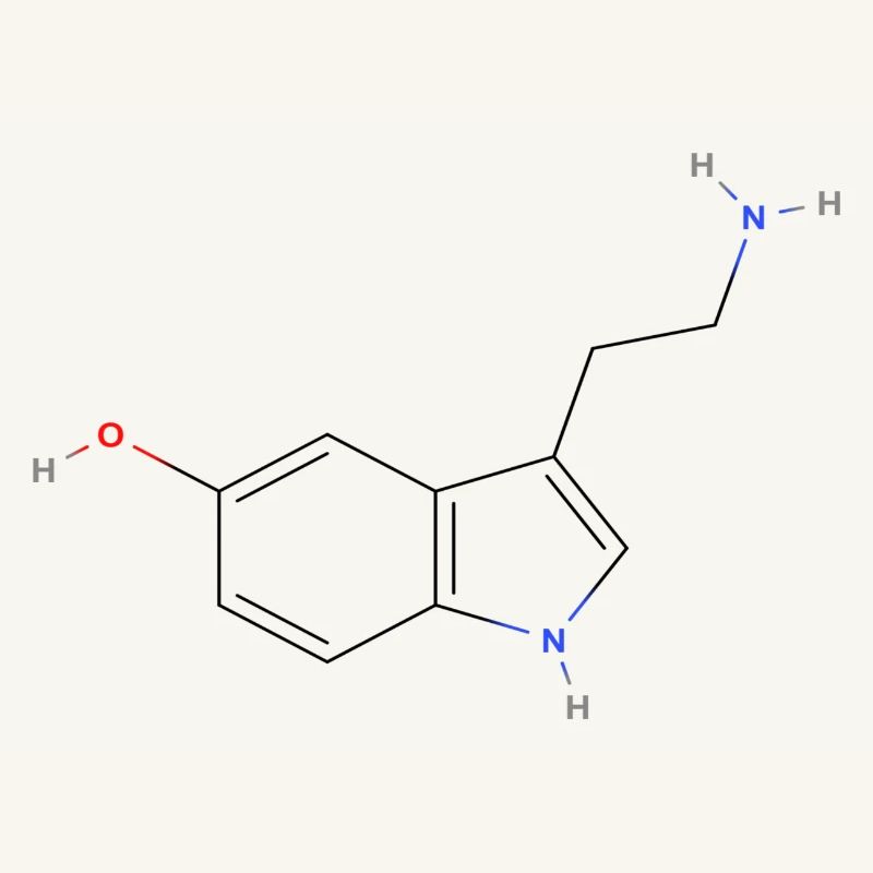 Serotonin Molecule - Colored Structural Formula