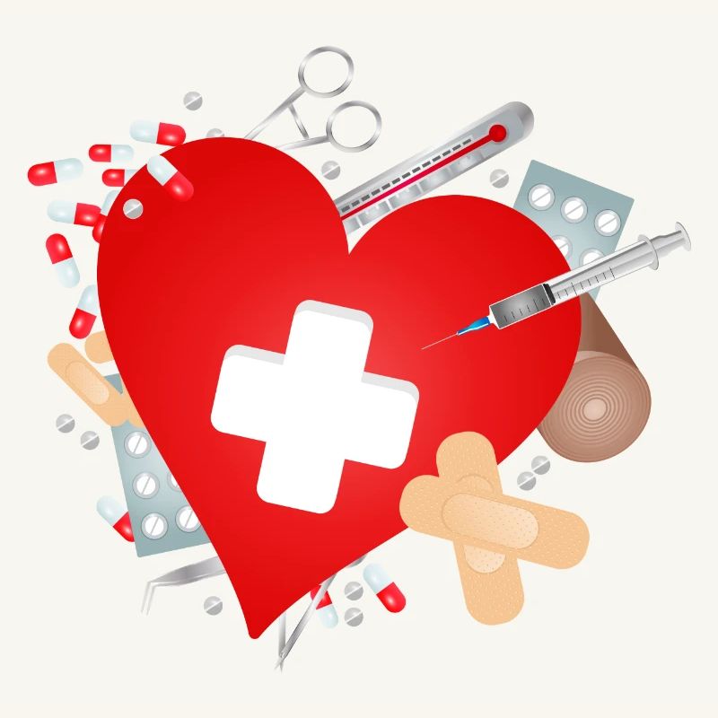 Erste Hilfe Set oder Reiseapotheke mit Herz