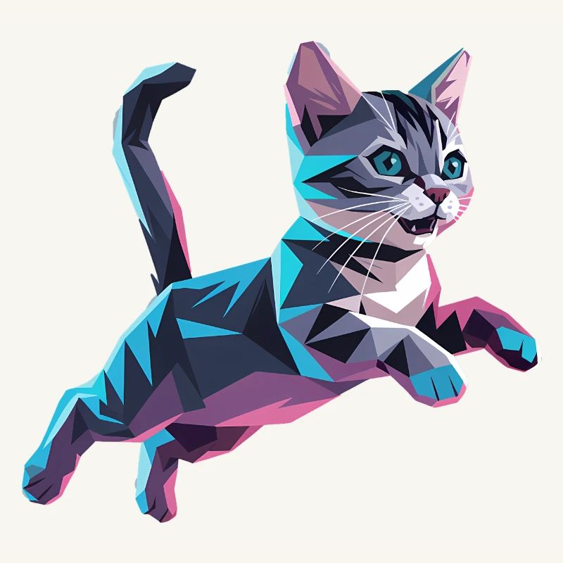 Kätzchen - Cooles Low-Poly-Logo