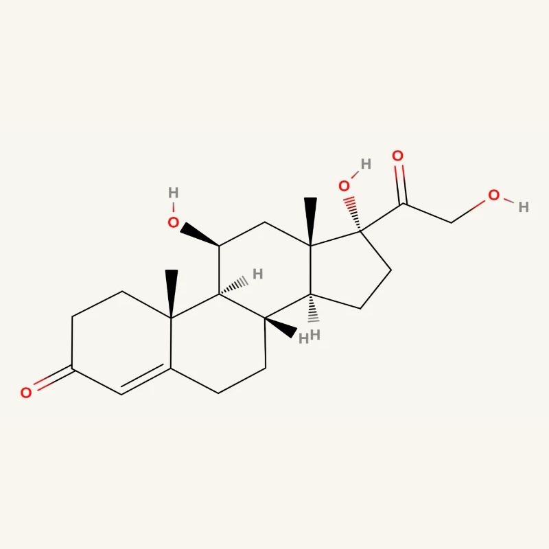 Cortisol Molecule - Colored Structural Formula