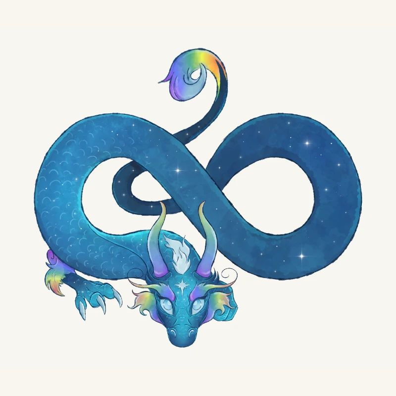 Blue Ink Spirits - Unendlicher Regenbogen Blauer Drache