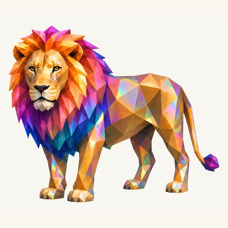 Explosion de couleur de lion polygonal