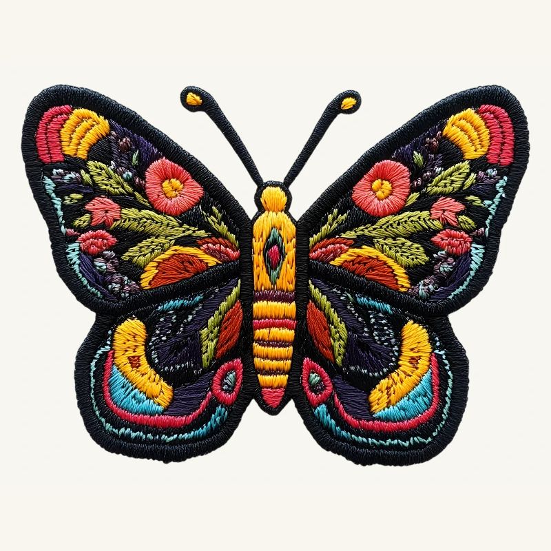 Colorful Butterfly in Embroidery Style – Boho Patc