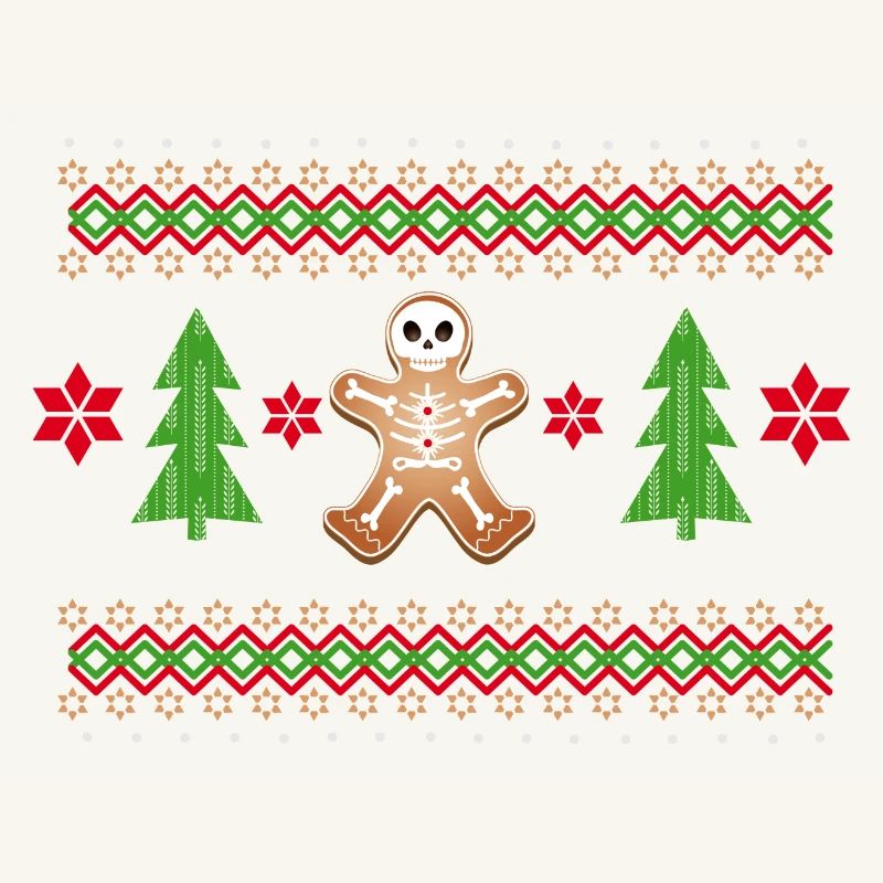 Gingerbread Man Sugar Skull Pattern for Christmas