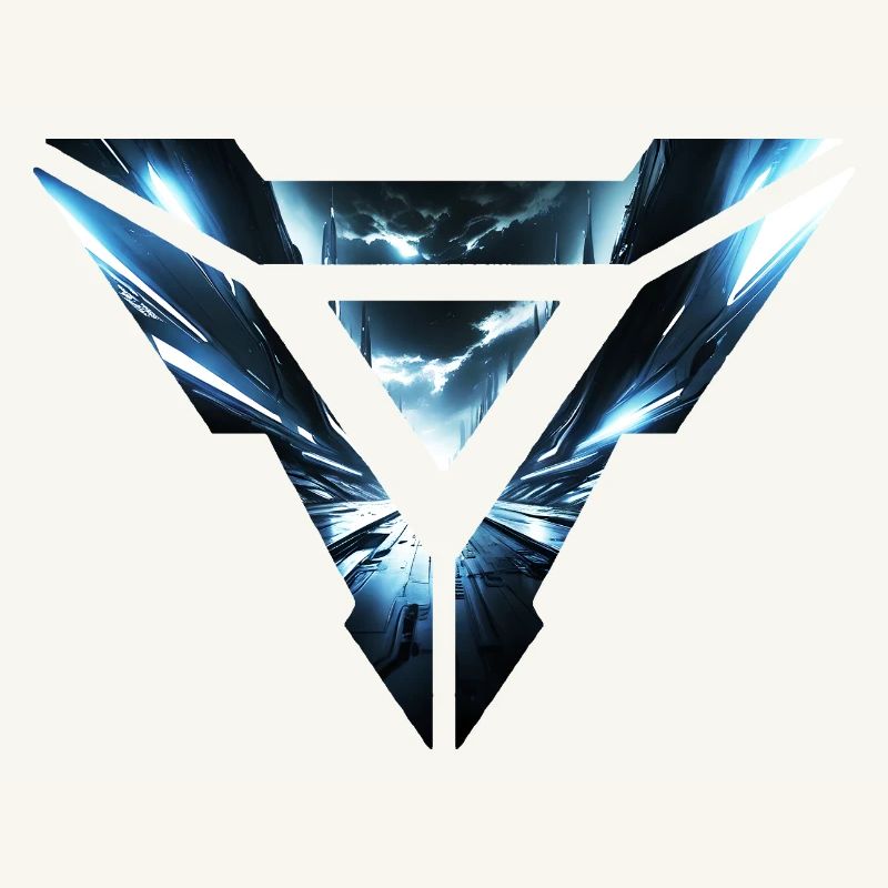 Futuristic Cyber Realm Triangular Design