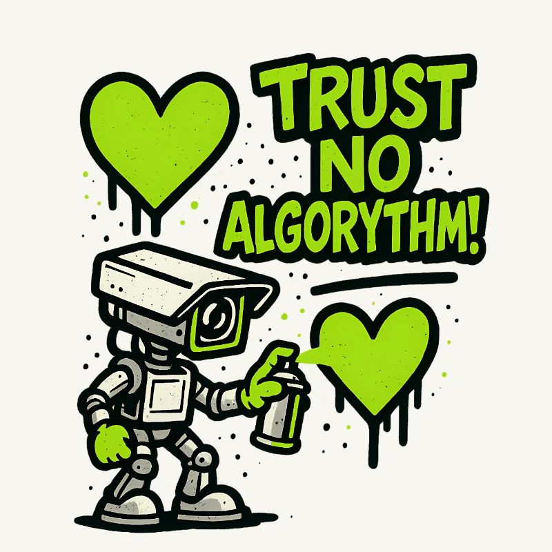 Robot with heart and anti-algorithm message