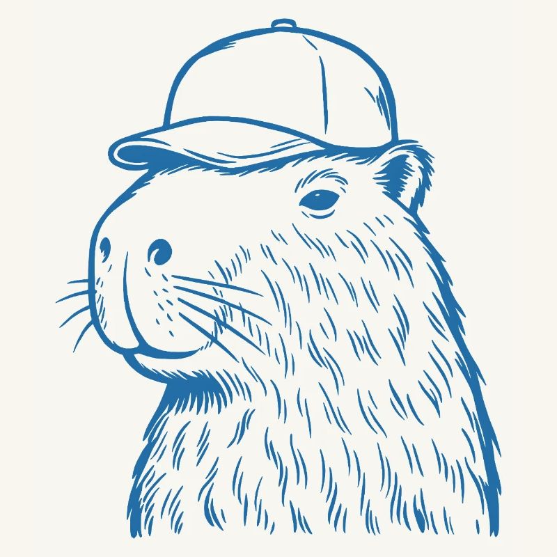 Capybara mit Baseballkappe
