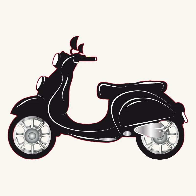 Ein schwarzer Motorroller mit farbigem Rand
