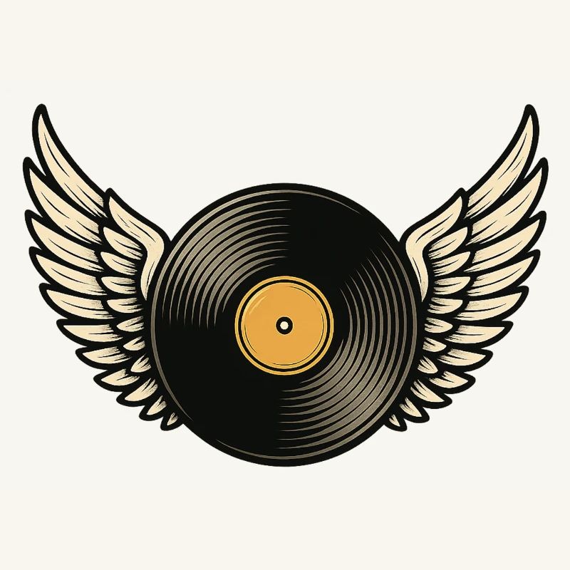 Disque vinyle avec piano à queue | Conception d’ailes en vinyle