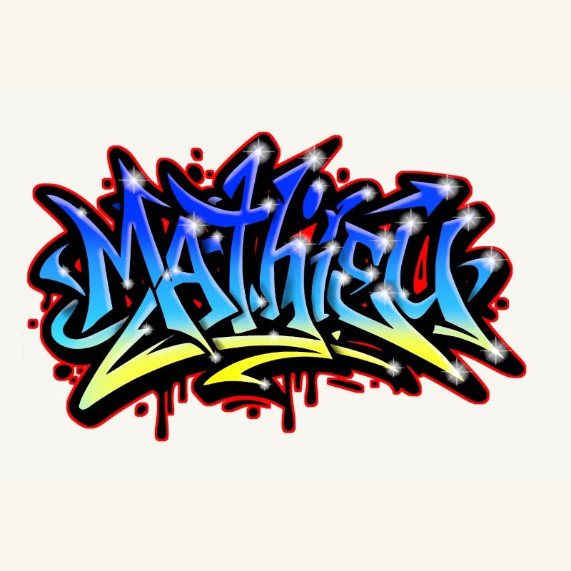 Mathieu Graffiti imprimable bleu jaune