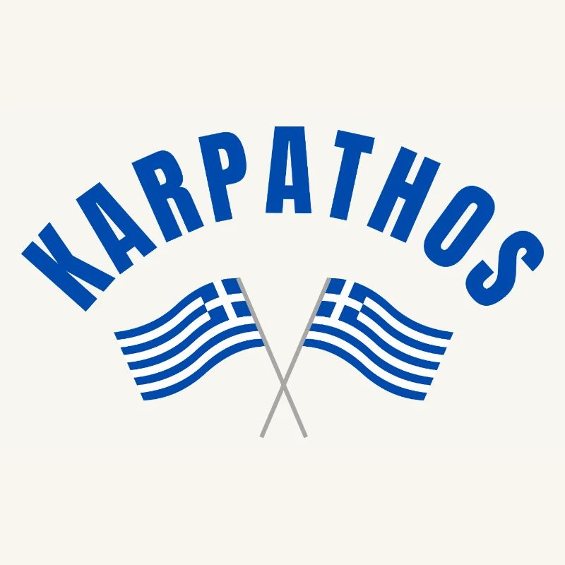Karpathos avec drapeaux grecs croisés