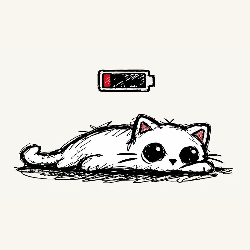Battery low – Süße Katze Minimal Statement