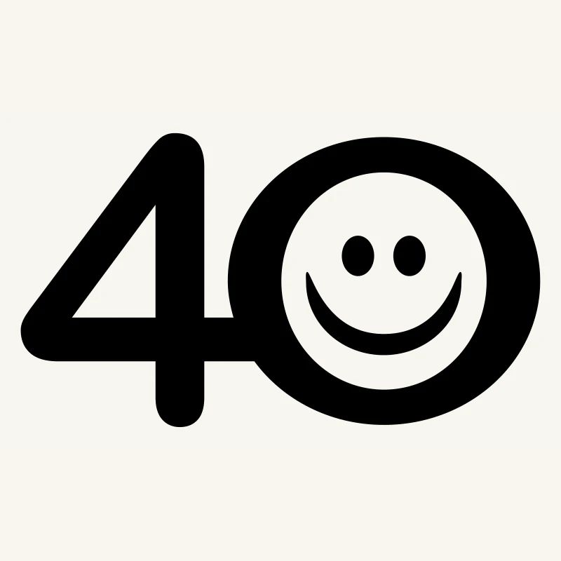 Zum Vierzigsten: 40 mit Lächel-Emoticon