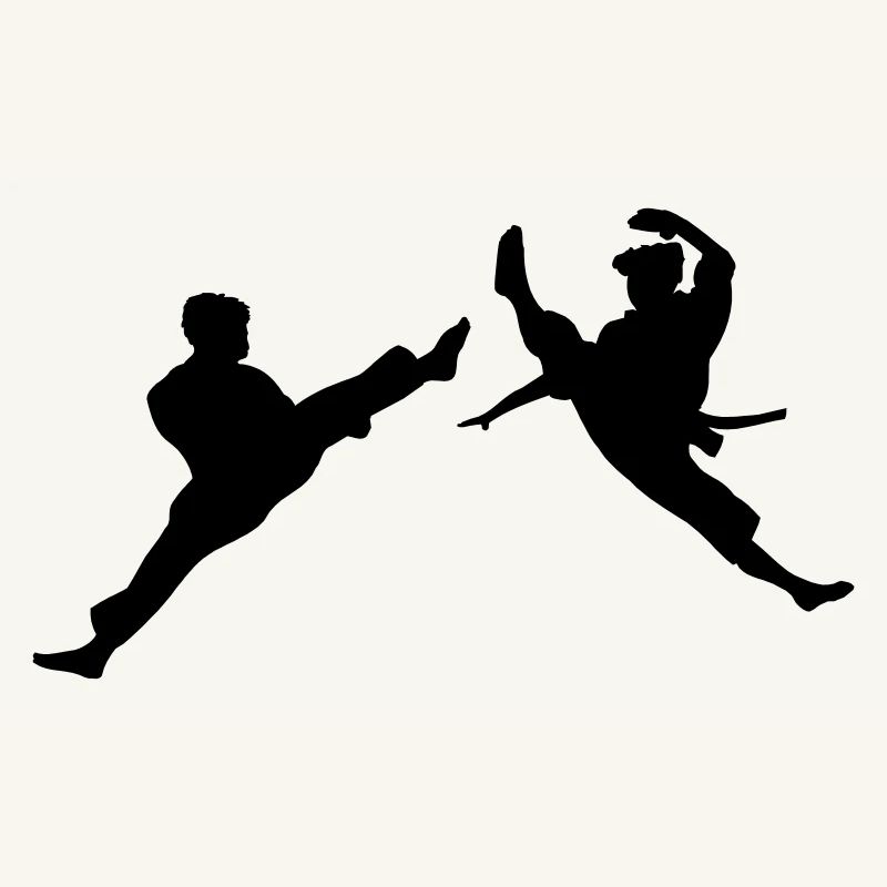 Zwei fliegende Karate-Kick oder Teakwondo-Kick