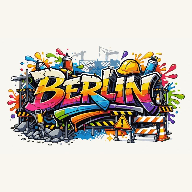 Berlin Graffiti Construction Site Style with Color Effects