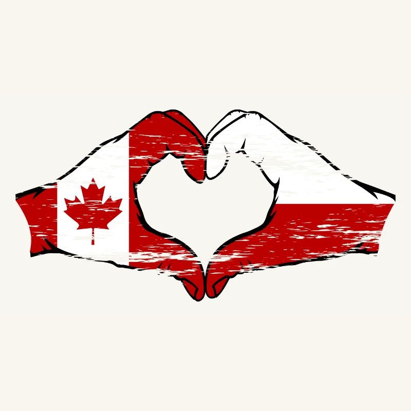 Drapeau du Canada de la Pologne Forme de coeur utilisé