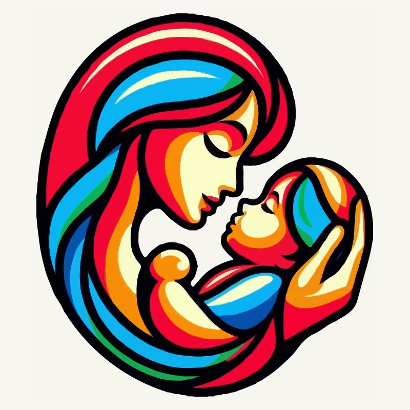 Bunte Mutter-Kind-Harmonie