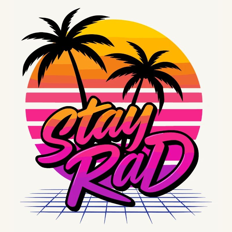Retro sunset with palm tree motif