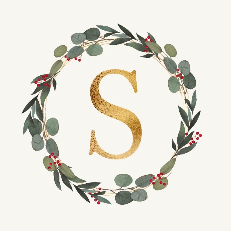 Customizable Monogram S Wreath