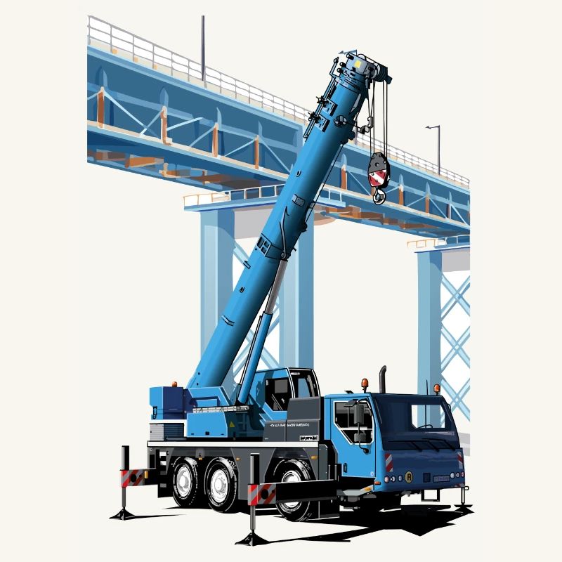 Mobile crane assembles bridge sections