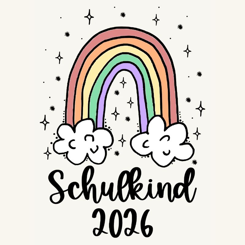 Schulkind 2026 Einschulung Mädchen Regenbogen