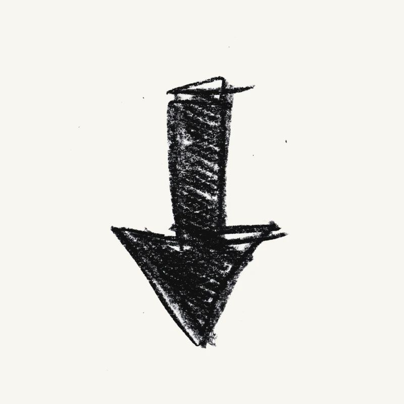 Flèche peint vers le bas idée de cadeau Scribble