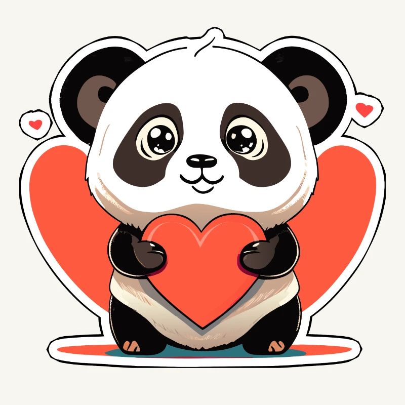 panda with heart