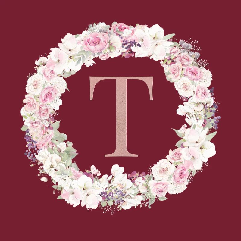 Customizable Monogram T Wreath