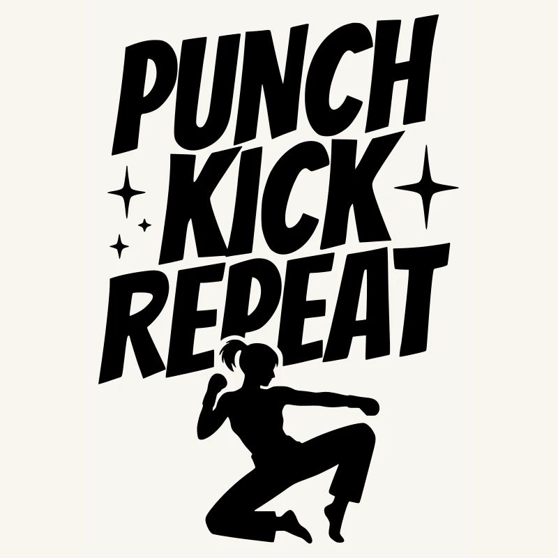 Kickboxer Silhouette - Punch, Kick, Repeat