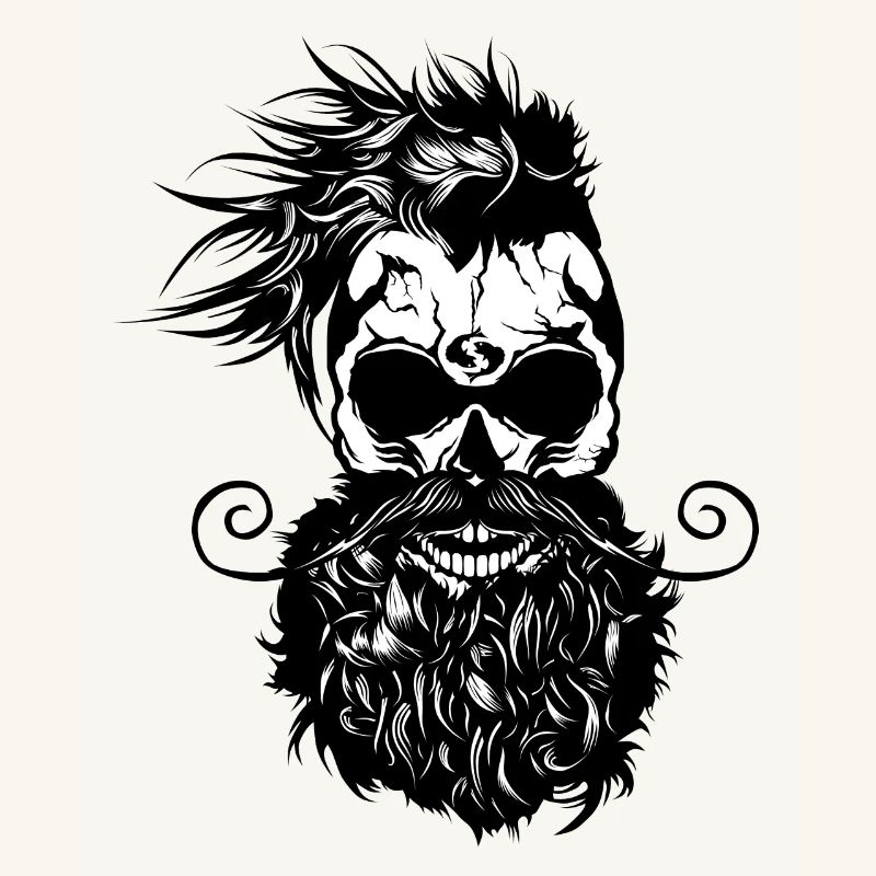 Kopf des Todes Hipster Schädel Bart Bart Schnurrbart s