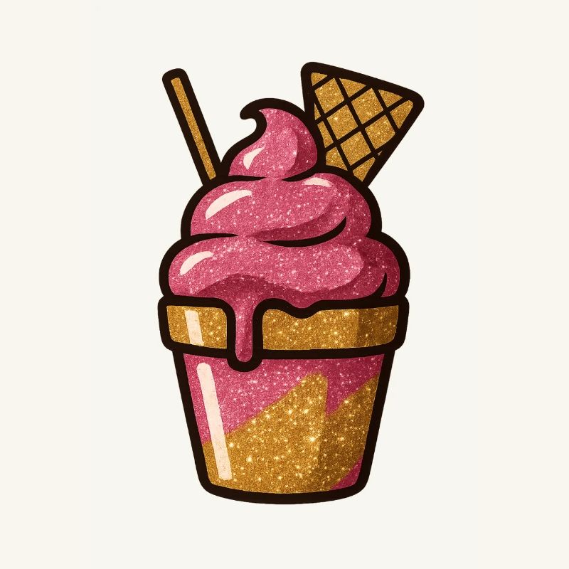 Pink Glitzer Eiscreme Becher