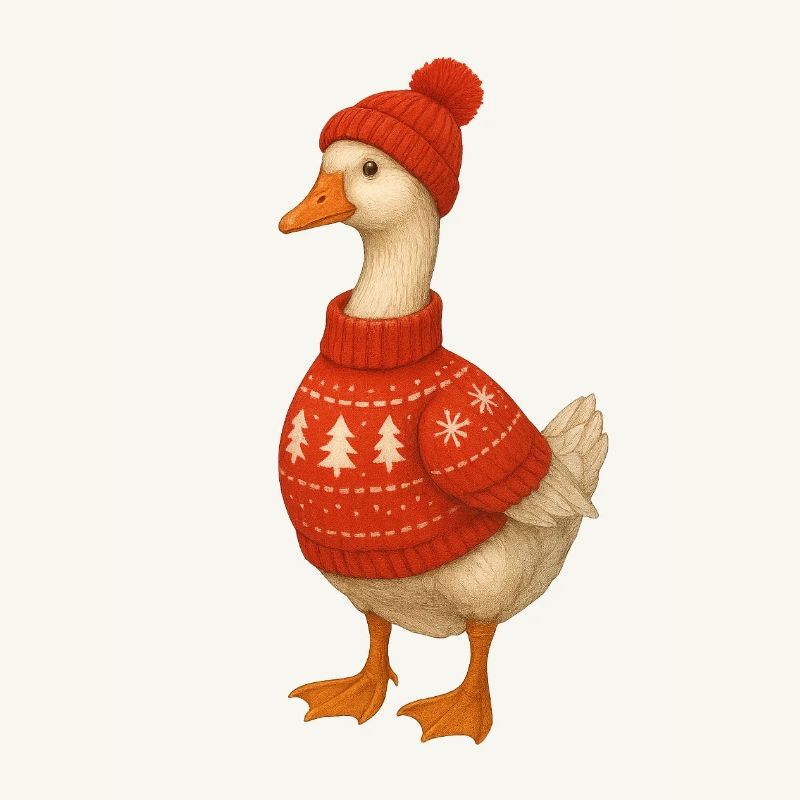 Gans im Strickpullover