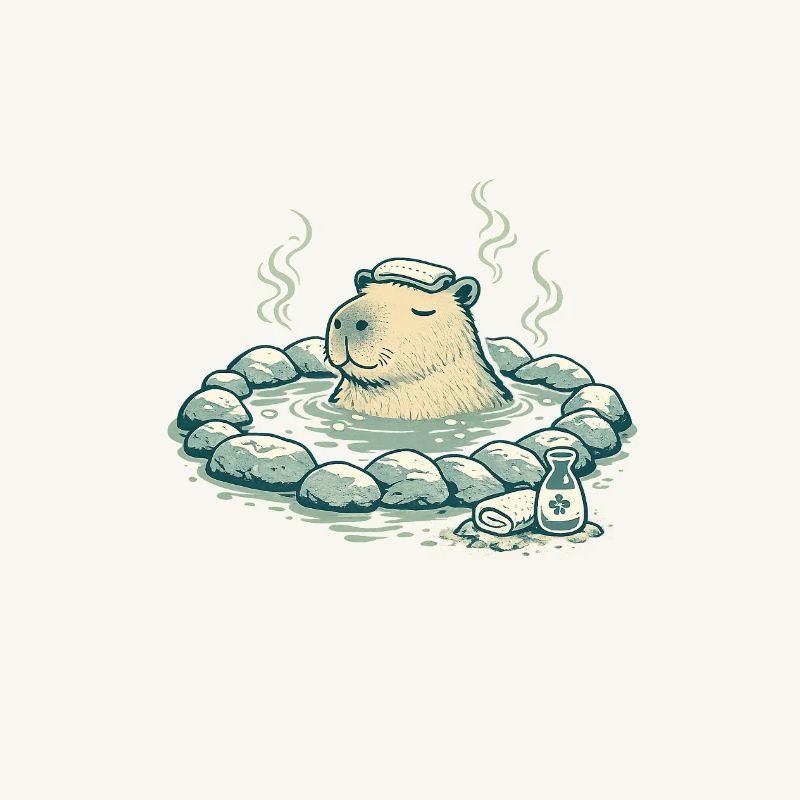 Capybara dans le bain de source