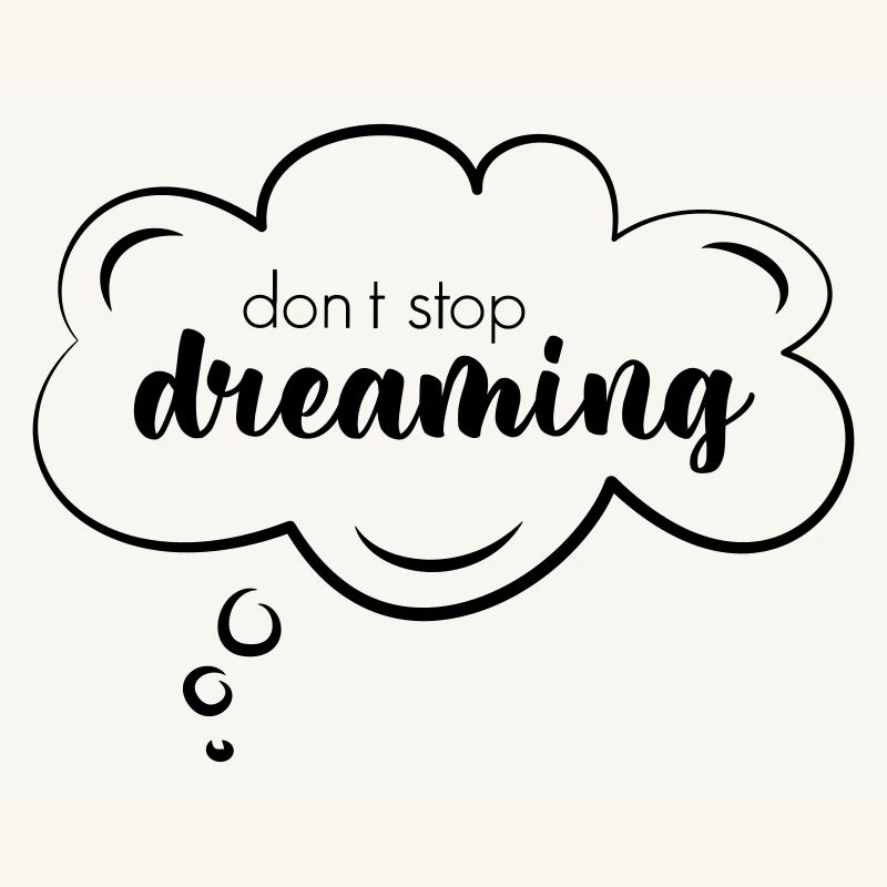 Word cloud with good thoughts "don't stop dreaming"