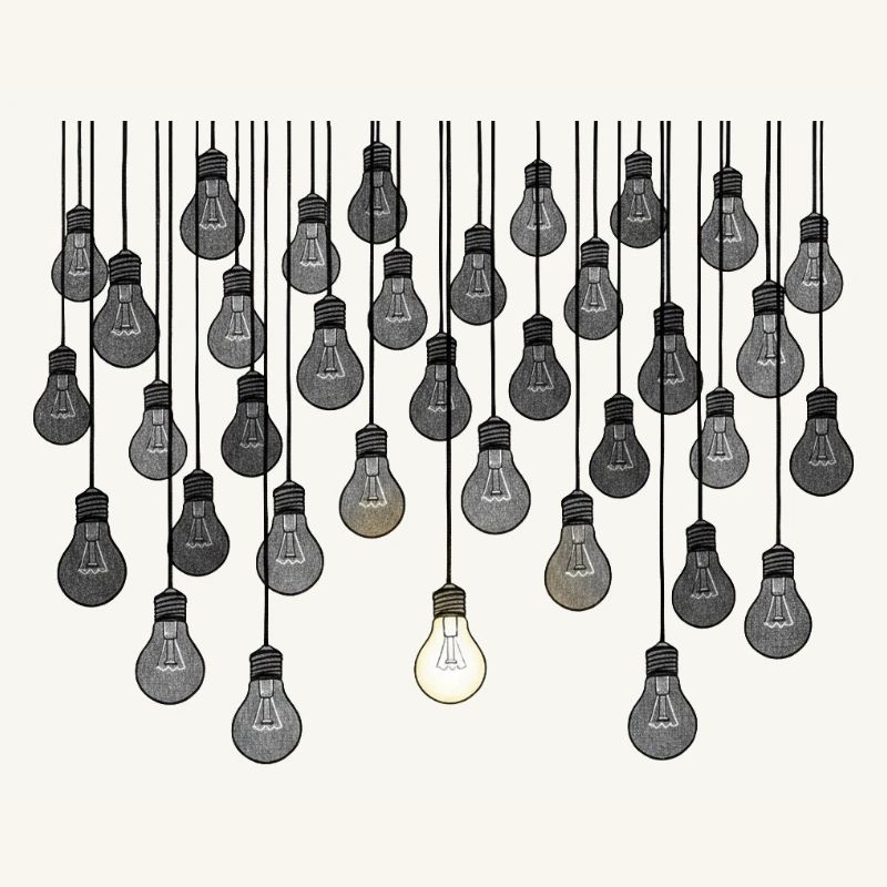 Grey bulb array with unique brightness