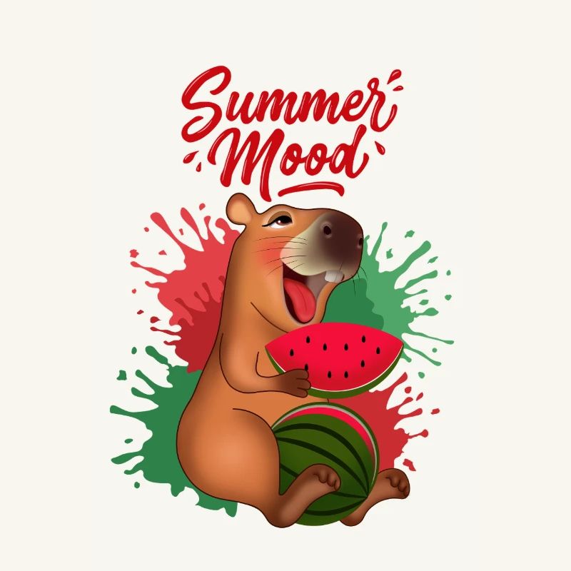 Capybara souriant avec pastèque