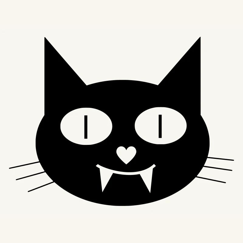 Halloween Vampir-Katze mit Eckzähnen