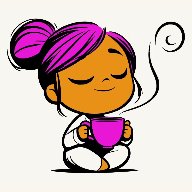 Tassmine enspannt mit einer Tasse Tee oder Kaffee