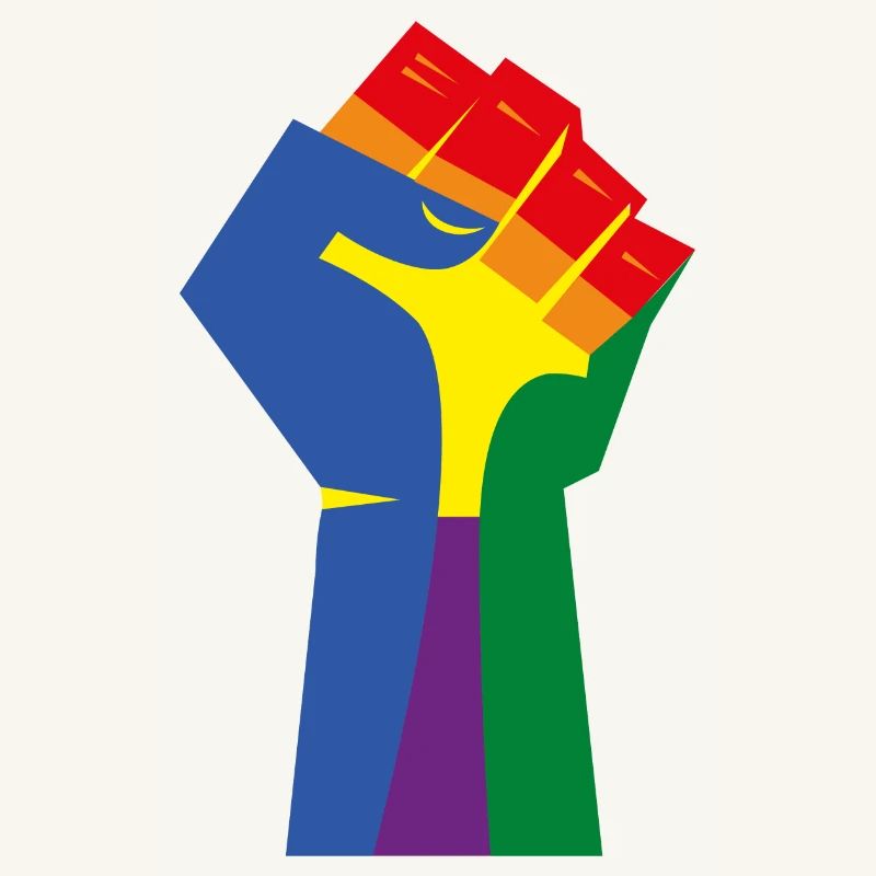 Die erhobene Faust (Regenbogenfarben)
