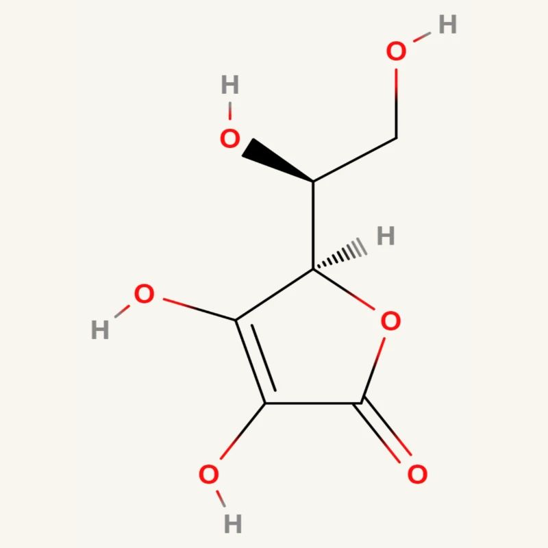 Vitamin C Molecule - Colored Structural Formula