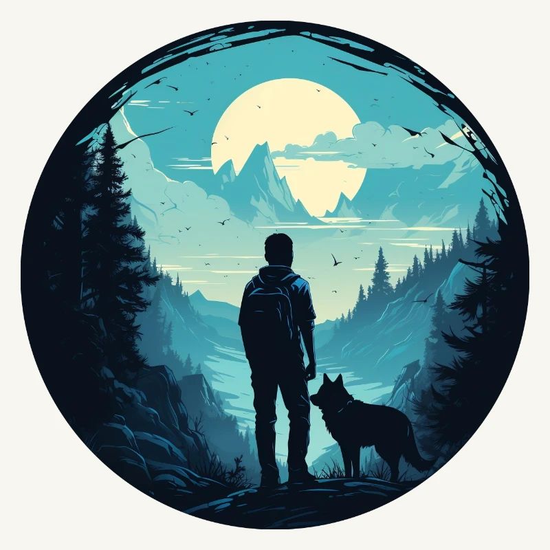 Junger Mann und sein Wolf