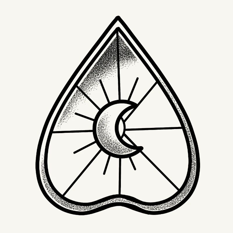 Witchcore Ouija board pointer with crescent moon