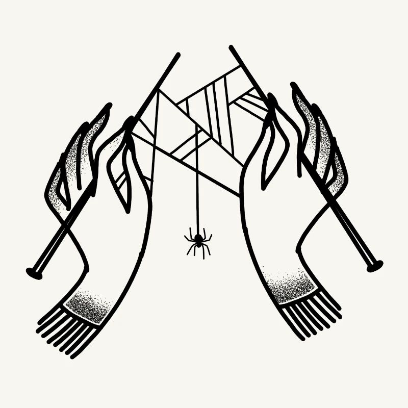 Witchcore Boho Hands Knitting Spiderwebs