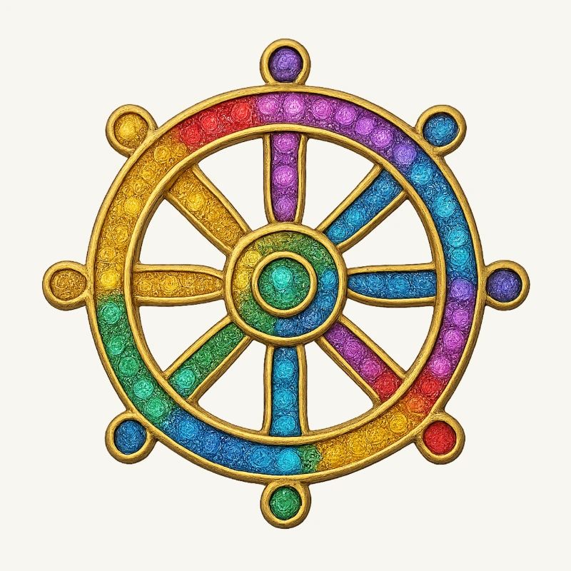 Dharma Roue Bouddhisme Octuple Sentier Glitter