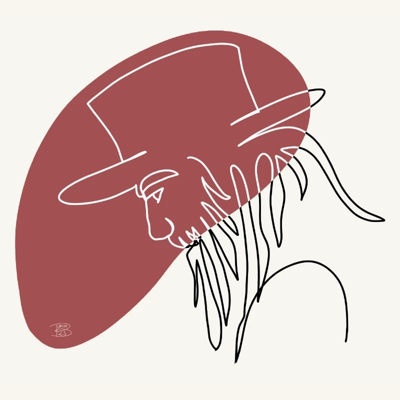 "Mann mit Hut", Boho Line Art Design, "Faces"